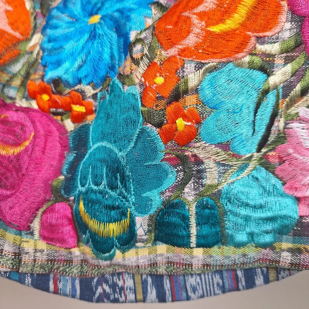 Y2K Baja Festival Hobo Hippie Bag Embroidered Southwestern Aztec Floral Flowers